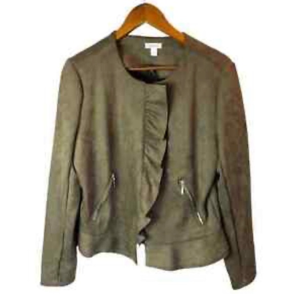 WestPort  Olive Green Faux Suede Plus Size Jacket size 1X - Picture 1 of 6